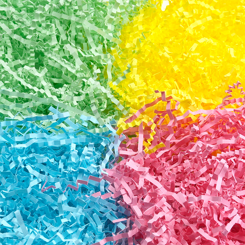 Multi-Layer Multicolor Crinkled Raffia Paper Shreds