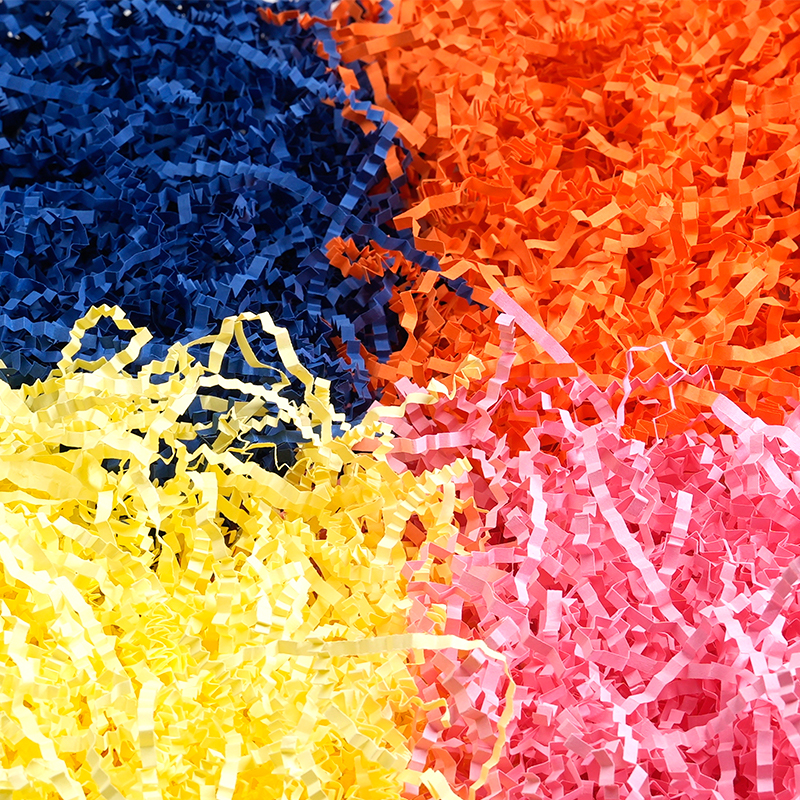 Multi-Layer Multicolor Crinkled Raffia Paper Shreds