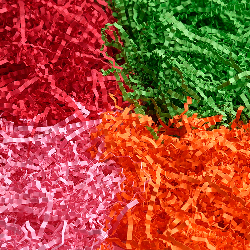 Multi-Layer Multicolor Crinkled Raffia Paper Shreds
