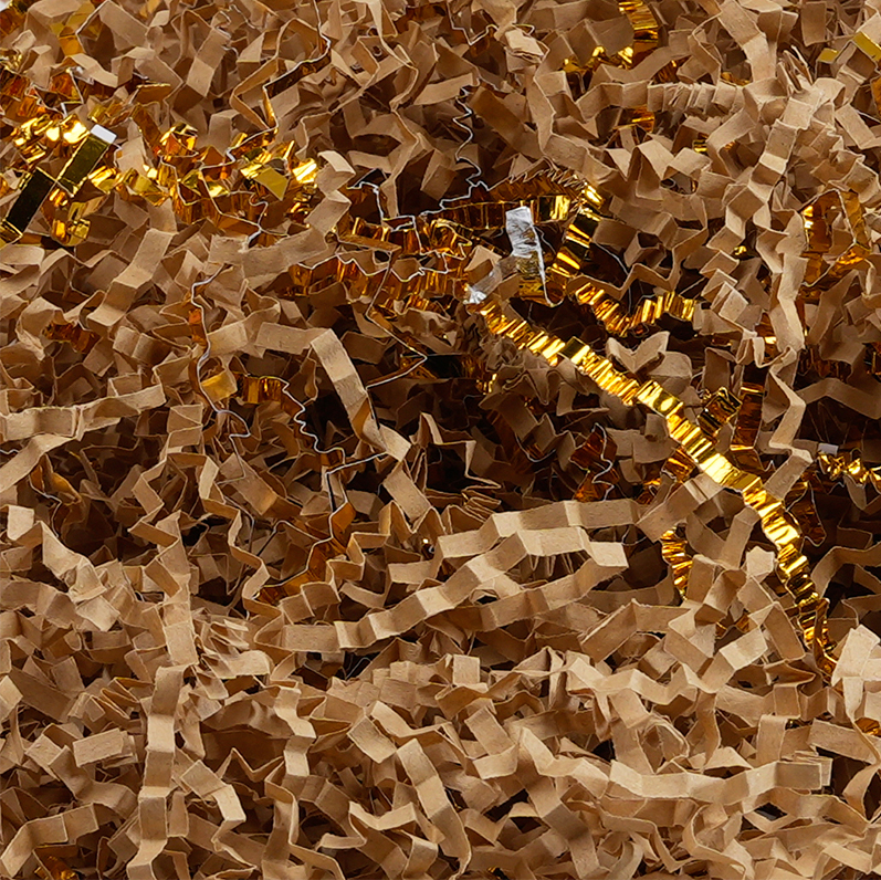 Single-sided / Double-sided Gold Crinkled Raffia Paper Shreds