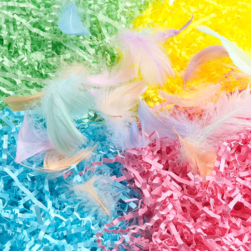 Multi-Layer Multicolor Crinkled Raffia Paper Shreds