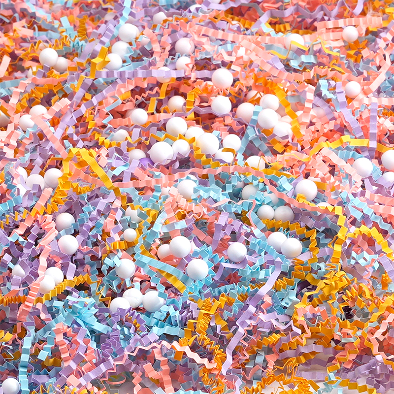 Mixed Color Crinkled Raffia Paper Shreds