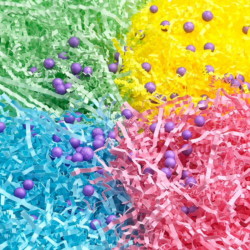 Multi-Layer Multicolor Crinkled Raffia Paper Shreds