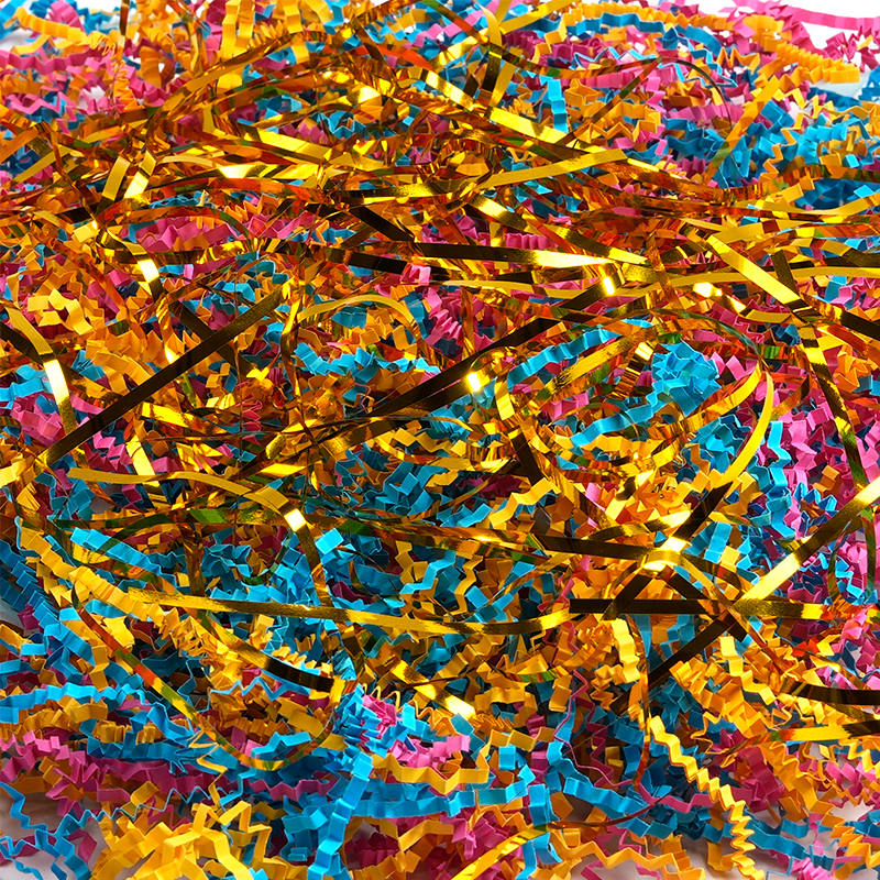 Mixed Color Crinkled Raffia Paper Shreds