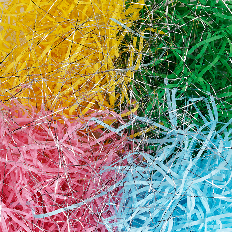 Multi-Layer Multicolor Raffia Paper Shred