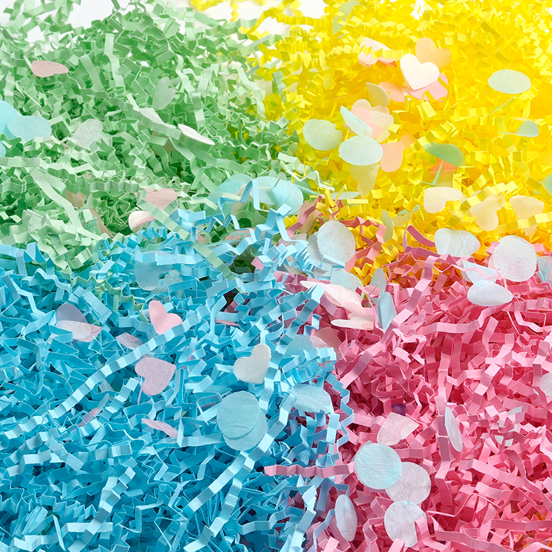 Multi-Layer Multicolor Crinkled Raffia Paper Shreds