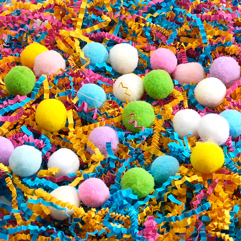 Mixed Color Crinkled Raffia Paper Shreds