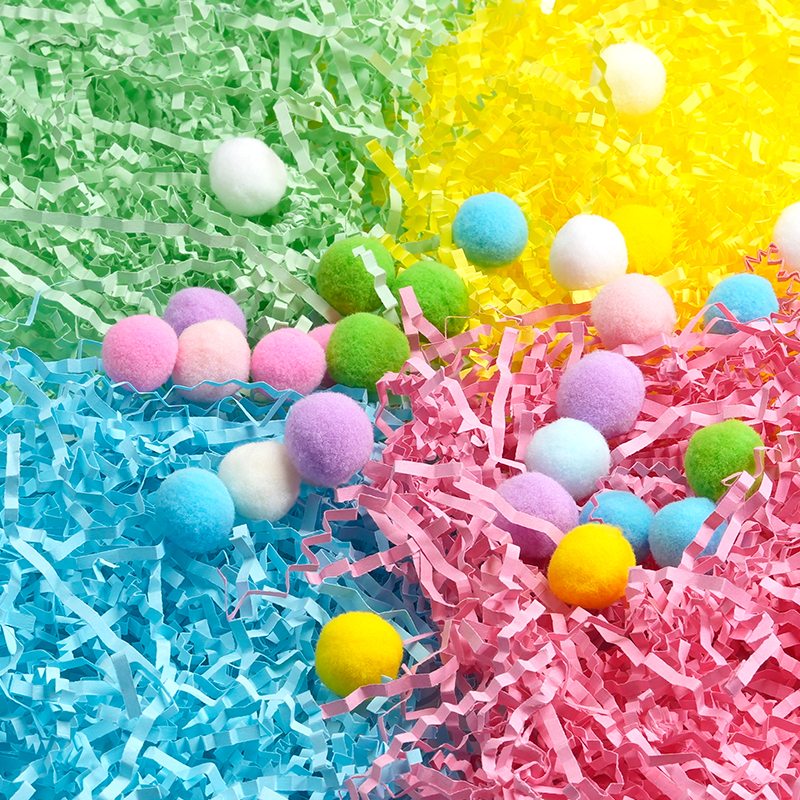Multi-Layer Multicolor Crinkled Raffia Paper Shreds