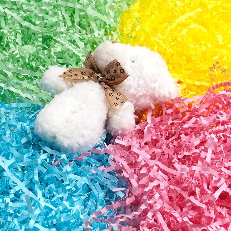 Multi-Layer Multicolor Crinkled Raffia Paper Shreds
