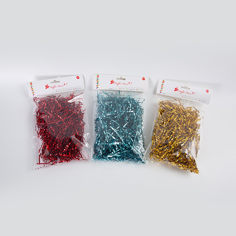 Single-sided / Double-sided Gold Crinkled Raffia Paper Shreds