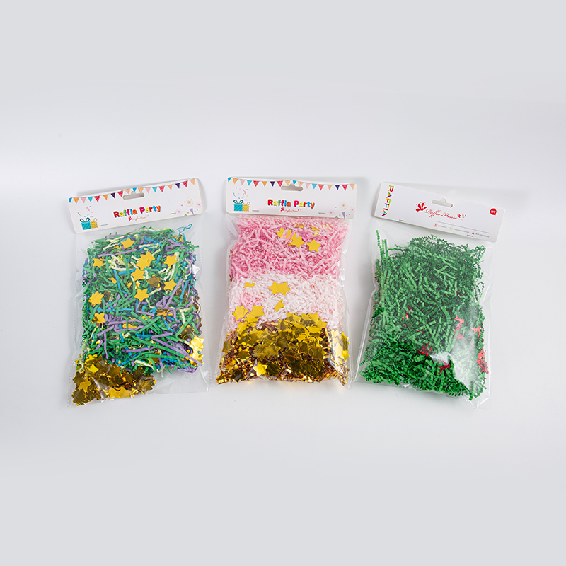 Multi-Layer Multicolor Crinkled Raffia Paper Shreds