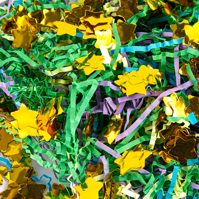Mixed Color Crinkled Raffia Paper Shreds