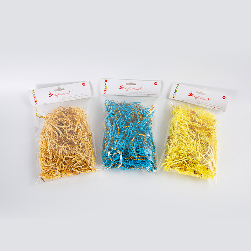 Single-sided / Double-sided Gold Crinkled Raffia Paper Shreds