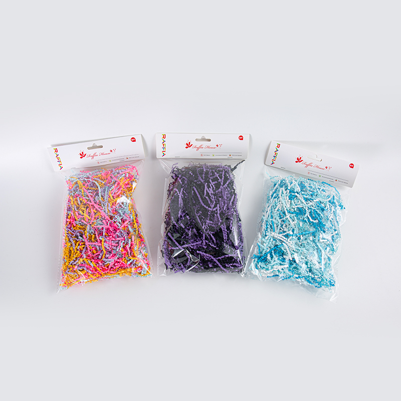 Mixed Color Crinkled Raffia Paper Shreds