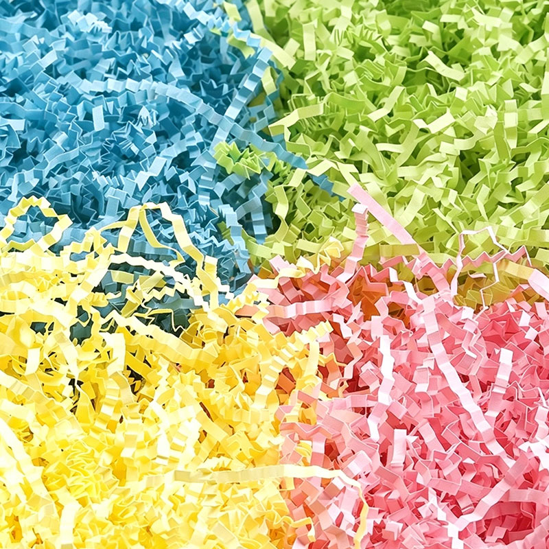 Multi-Layer Multicolor Crinkled Raffia Paper Shreds