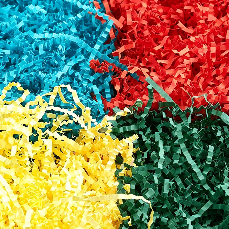 Multi-Layer Multicolor Crinkled Raffia Paper Shreds