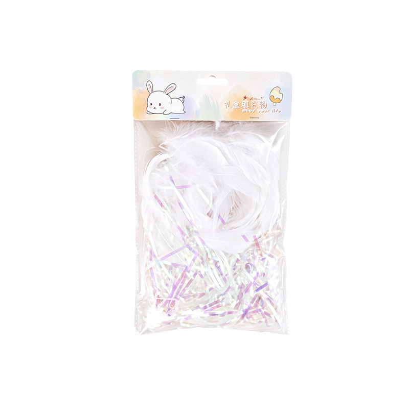 Iridescent thread & feather mixed packaging