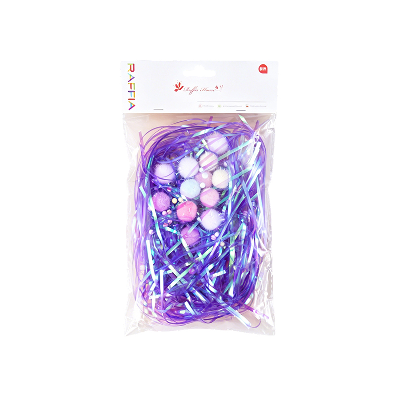 Iridescent thread & pom-pom mixed packaging