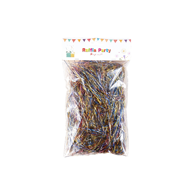 Multi-color metallic yarn in contrasting color block mix