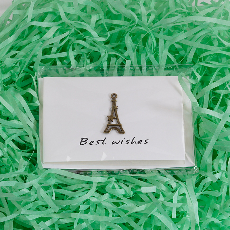Greeting card with raffia